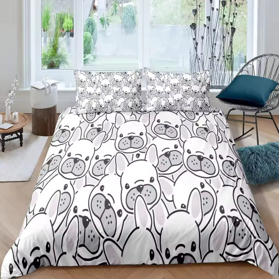 Bulldog & French Bulldog Duvet Cover Set